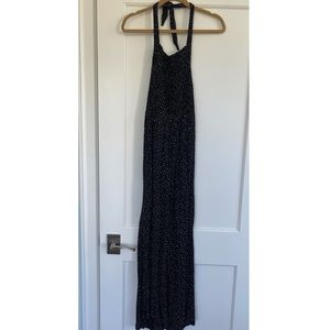 Urban Outfitters halter jumpsuit black with white polka dots